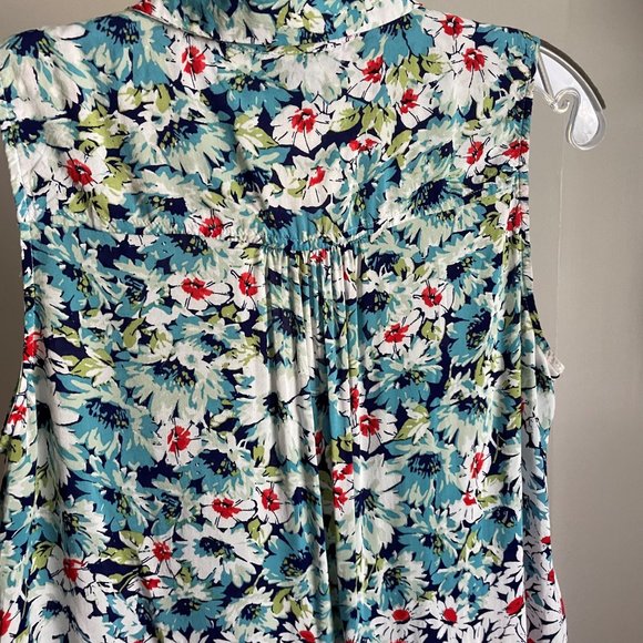 Anthropologie Conversations 6 of 52 Floral Daisies Blouse XSP Sleeveless Button - Picture 7 of 15